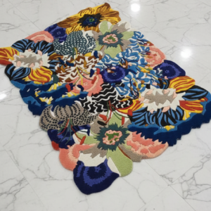 Handmade Wool Floral Area Rug: Colorful Botanical Carpet