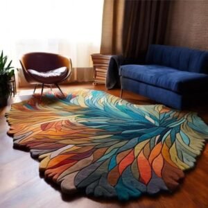 Hand-Tufted Wool Cotton Rug: Modern Abstract Neutral Carpet Rugs